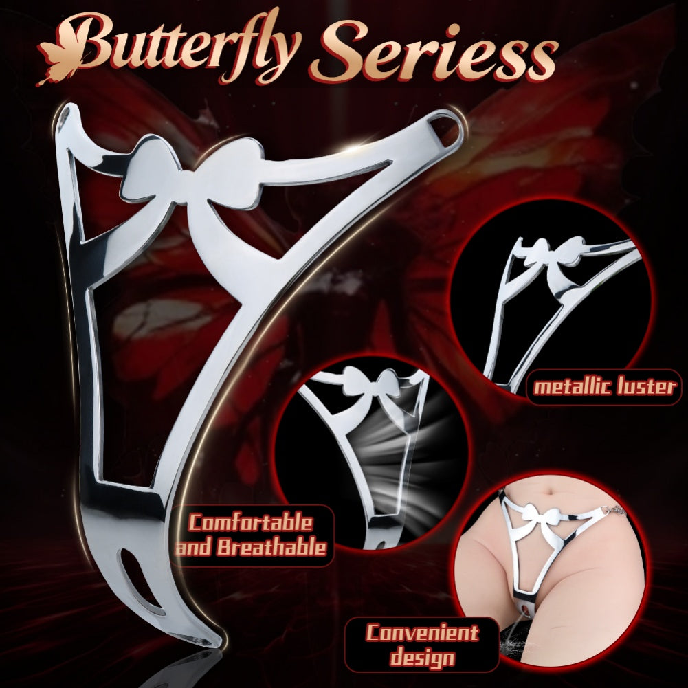 Stainless Steel Crotchless Panties Bondage Set - Female Strapon BDSM Pleasure Gear