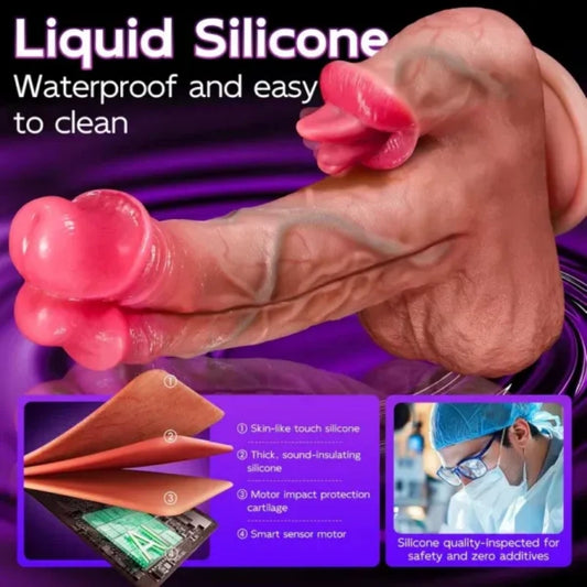 Monster Fantasy Silicone Thrusting Vibrating Dildo - Clitoral and Vaginal Stimulation with Magic Wand