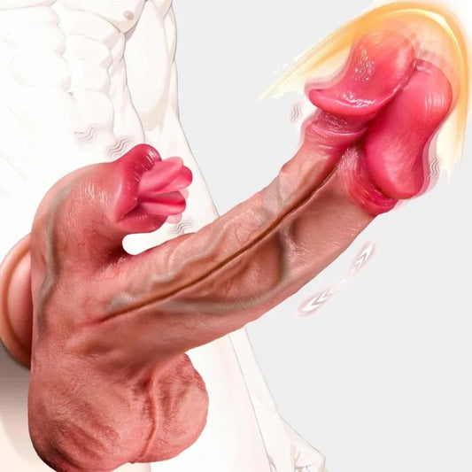 Fantasy Vibrating Dildo Clit Licking Oral Sex Toy - Silicone Realistic Vaginal Women Masturbator