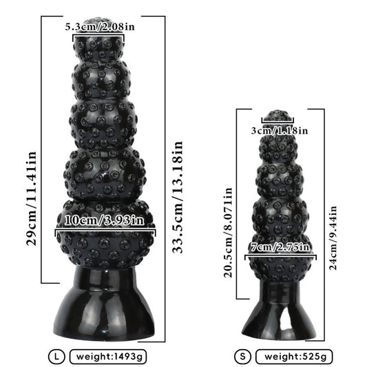 Black Tentacle Anal Beads Dildo – Platinum Silicone 5-Sphere Progressive Expander | S / L