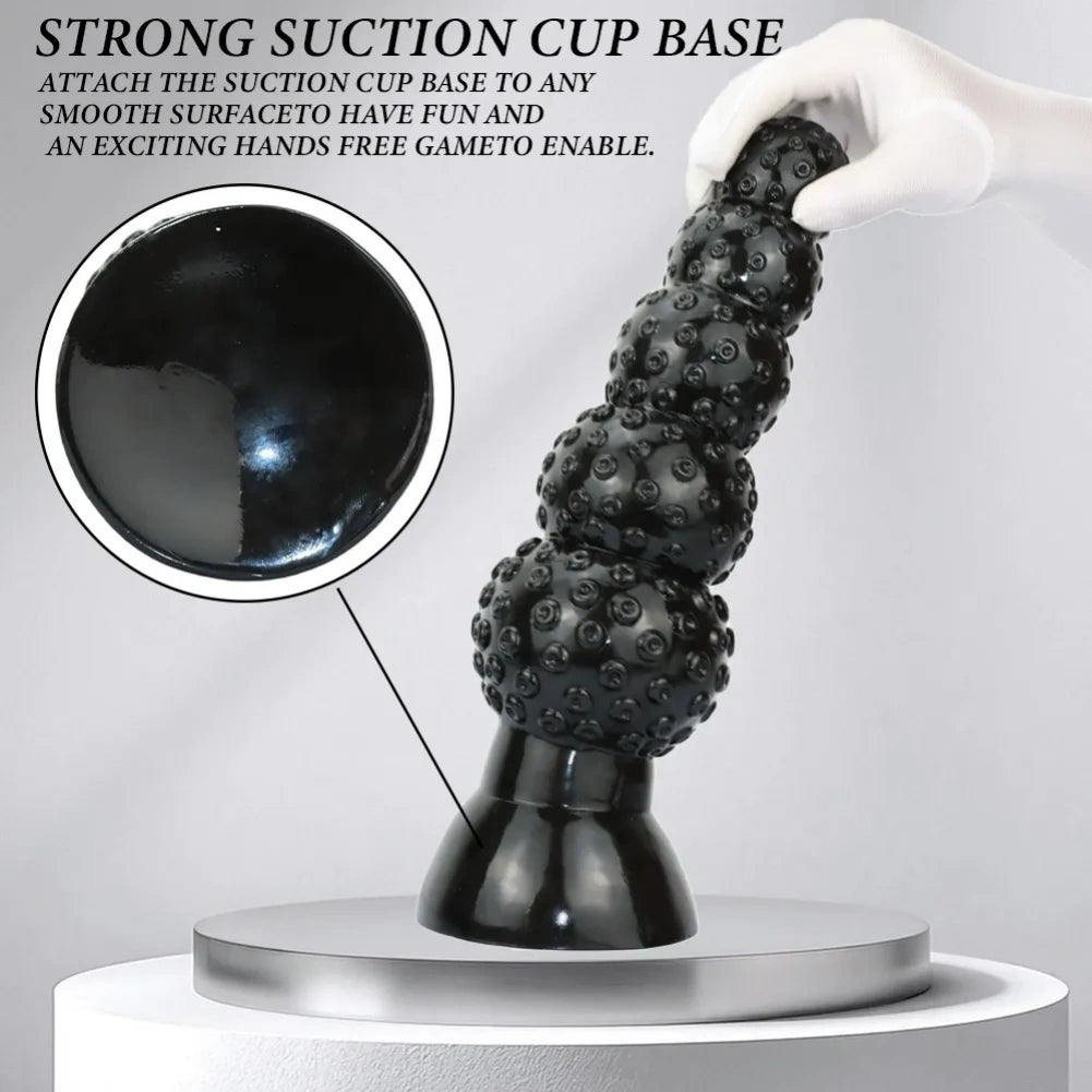 Fantasy Black Tentacle Silicone Anal Beads Dildo - Progressive Expansion Stimulator for Female Vaginal