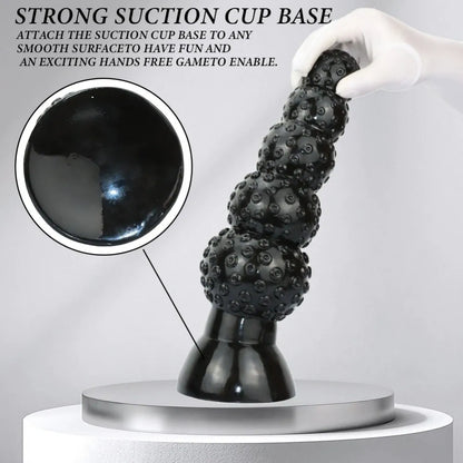 Fantasy Black Tentacle Silicone Anal Beads Dildo - Progressive Expansion Stimulator for Female Vaginal