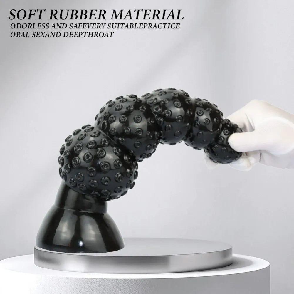 Fantasy Black Tentacle Silicone Anal Beads Dildo - Progressive Expansion Stimulator for Female Vaginal