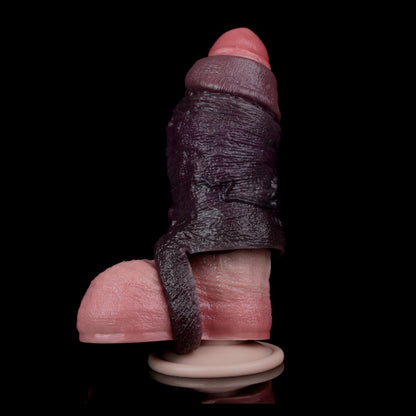 Black Duke Silicone Bandage Penis Sleeve - Realistic Vascular Design for Male Sex Toy Erection Enhancement