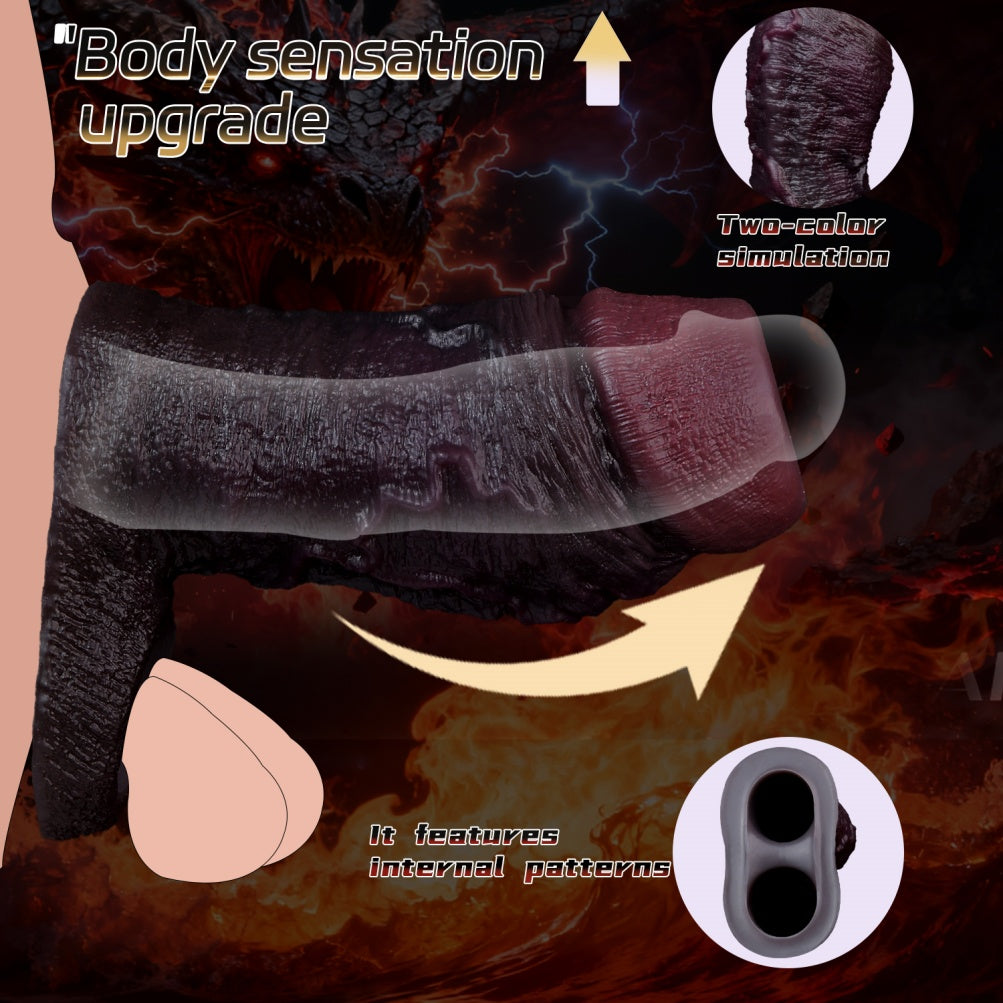 Black Duke Silicone Bandage Penis Sleeve - Realistic Vascular Design for Male Sex Toy Erection Enhancement