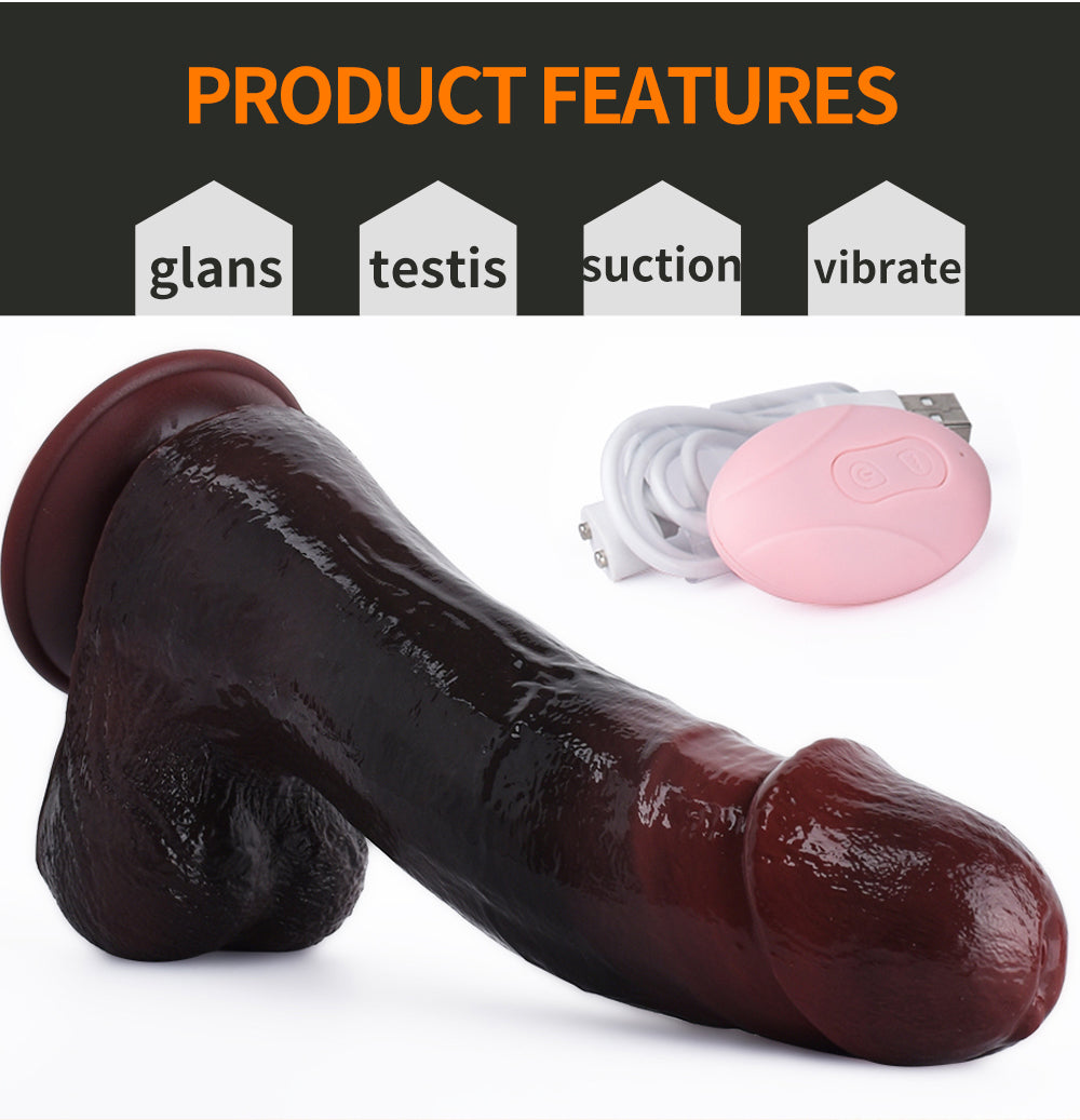 Ebenholz-Stoßdildo mit vibrierendem Analplug – Fernbedienung, realistischer Analdildo, Sexspielzeug für Frauen