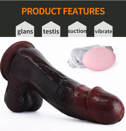Ebenholz-Stoßdildo mit vibrierendem Analplug – Fernbedienung, realistischer Analdildo, Sexspielzeug für Frauen