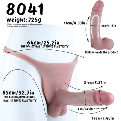 Full-Harness Cock Sleeves | Wearable Hollow Penis Extender with Realistic Skin Texture — Platinum Silicone Enlargement Sleeve for ED & Size Enhancement