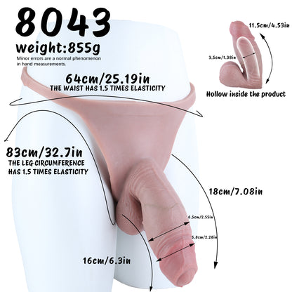 Uncut Cock Sleeves | Foreskin-Style Wearable Penis Extender with Vein Detail & Balls — Hollow Platinum Silicone Enlargement Sleeve for ED & Size Enhancement