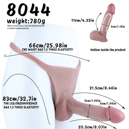 Dual-Ring Cock Sleeves | Wearable Curved Penis Extender with Realistic Balls — No-Waistband Hollow Platinum Silicone Sleeve for ED & Girth Enhancement