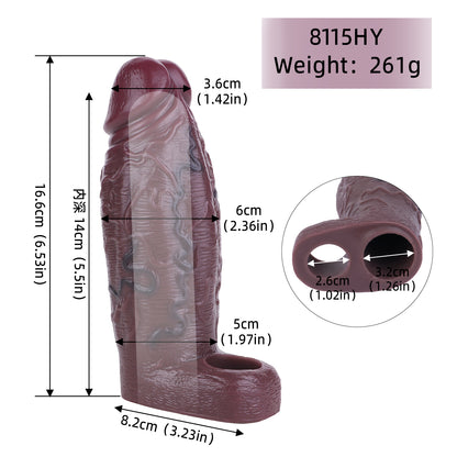 Ebony Cock Sleeve Realistische Penishülle - Lebensechte Texturen Silikon Extender Kondom