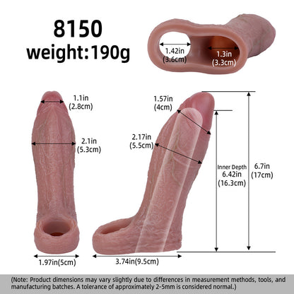 Flushed Realistic Cock Sleeve: Bulbous Tip Penis Extender & Liquid Silicone Delay Sheath for Couples Intimacy