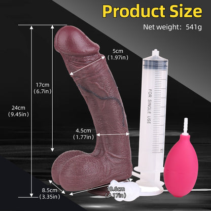 Black Silicone Fantasy Squirt Dildo - 6.7-Inch Vaginal Insertion Masturbation Toy