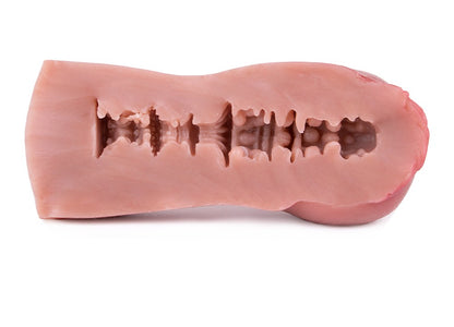 Rose Form Pocket Pussy – Sculpted Platinum Silicone with Water-Effect Tubing