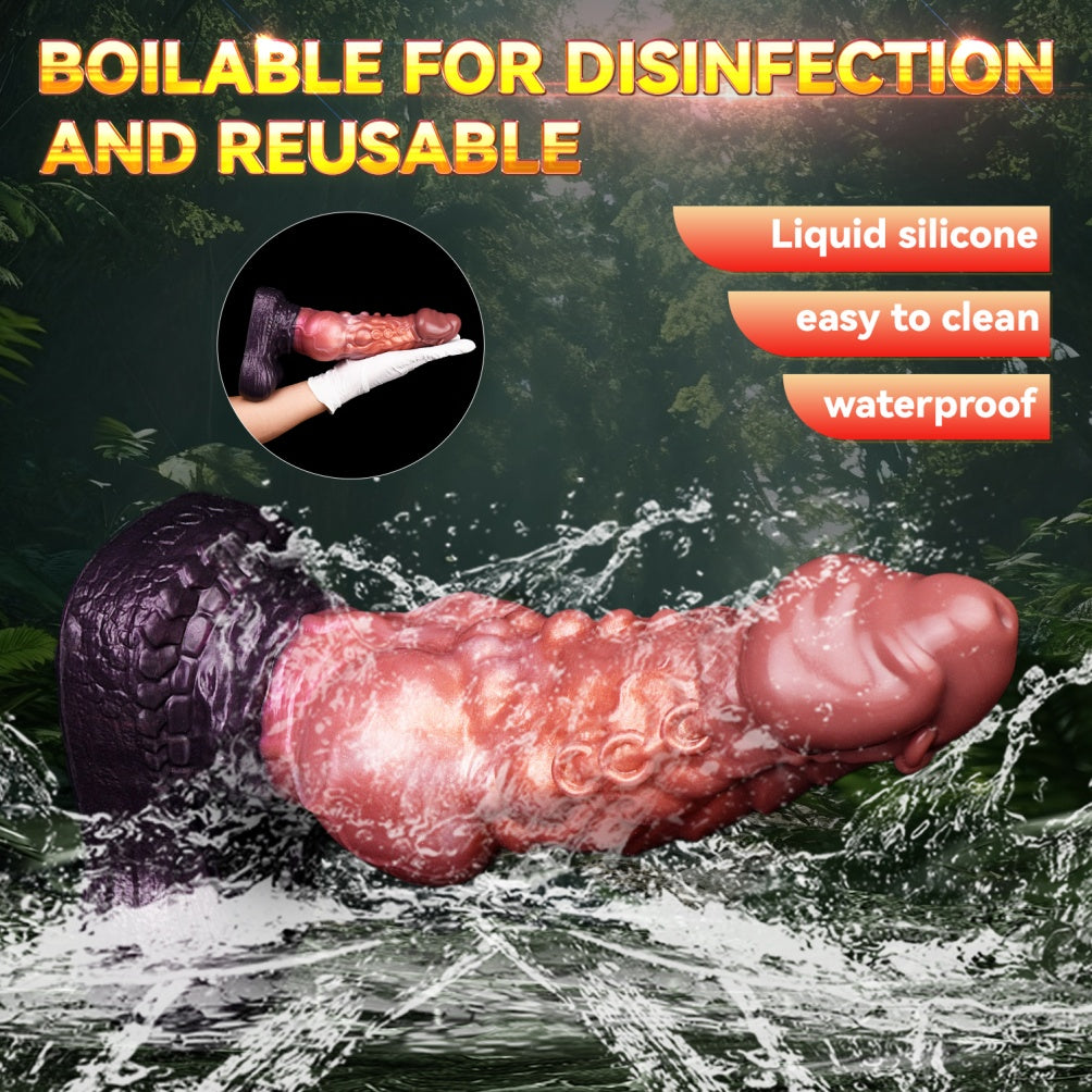 Fantasy-Monster-Silikon-Drachen-Dildo mit Saugnapf – Knotenbereich zur Fixierung des Orgasmus bei Frauen