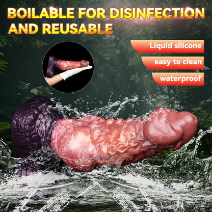Fantasy-Monster-Silikon-Drachen-Dildo mit Saugnapf – Knotenbereich zur Fixierung des Orgasmus bei Frauen