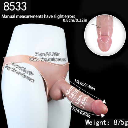 Chocolate Skin Strap-On Dildo with Silicone Briefs — Ultra-Realistic Platinum Silicone Wearable Dildo for Women & Couples