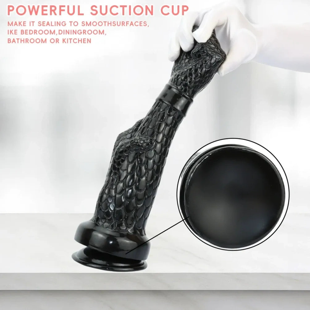 Black Silicone Arm Fantasy Fist Dildo – Expanding Stimulating Vaginal Climax Toy for Women