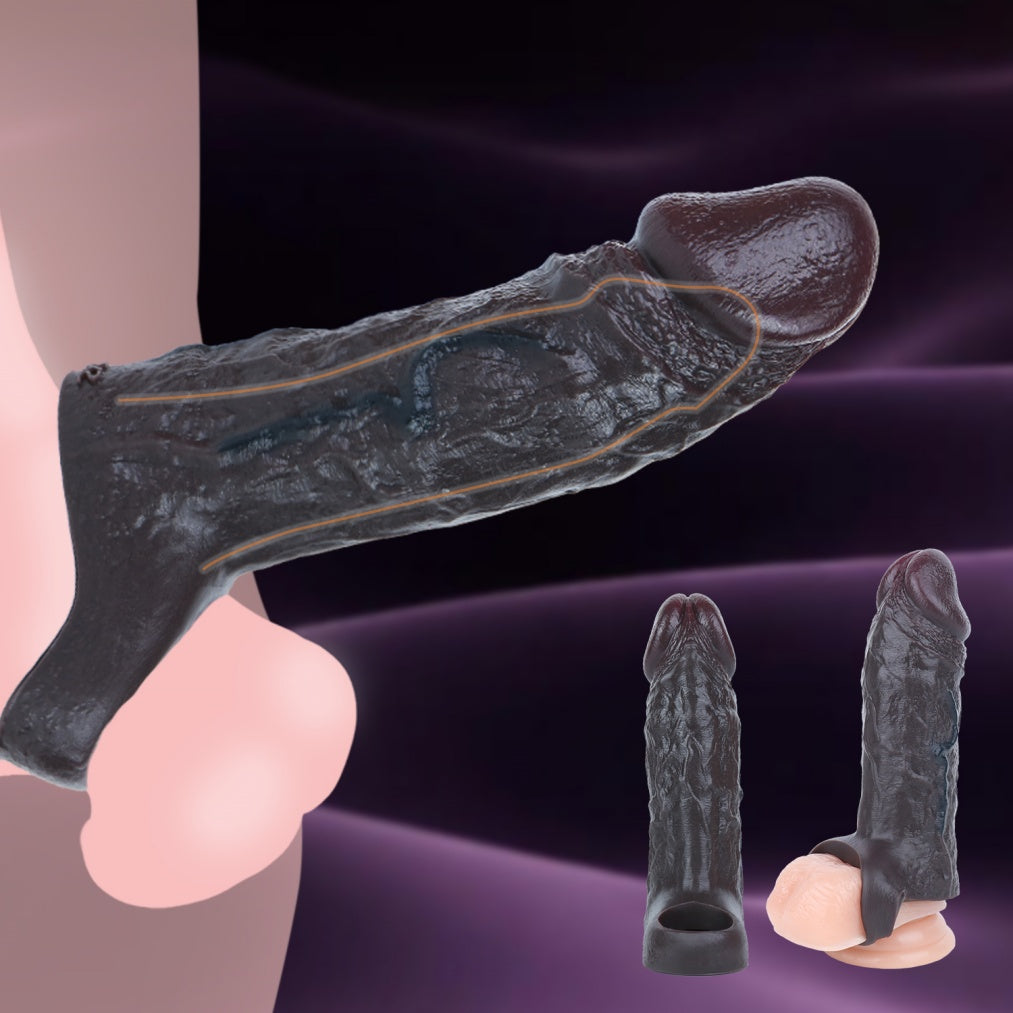 Fixed Erection Delay Realistic Silicone Penis Sleeve - Male Cock Extender for Enhanced Girth and Length