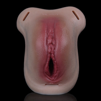 Wearable Realistic Fake Pussy Panties – Platinum Silicone Crossdresser Sex Toy with Leather Harness | Domlust