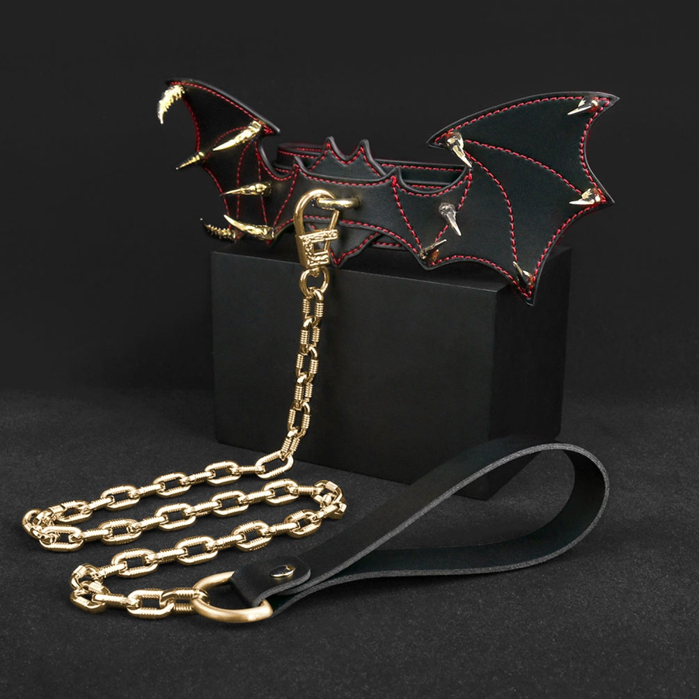 Fantasy Bat-shaped Leather BDSM Collar - Master-Slave Training Strap-o ...
