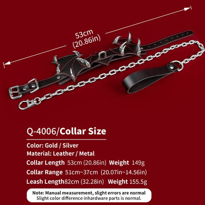 Fantasy Bat-shaped Leather BDSM Collar - Master-Slave Training Strap-on Bondage Toys