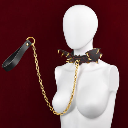 Fantasy Bat-shaped Leather BDSM Collar - Master-Slave Training Strap-on Bondage Toys