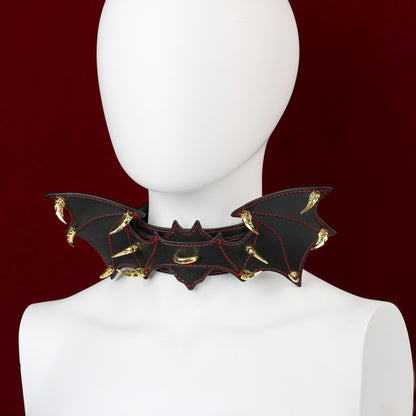 Fantasy Bat-shaped Leather BDSM Collar - Master-Slave Training Strap-on Bondage Toys
