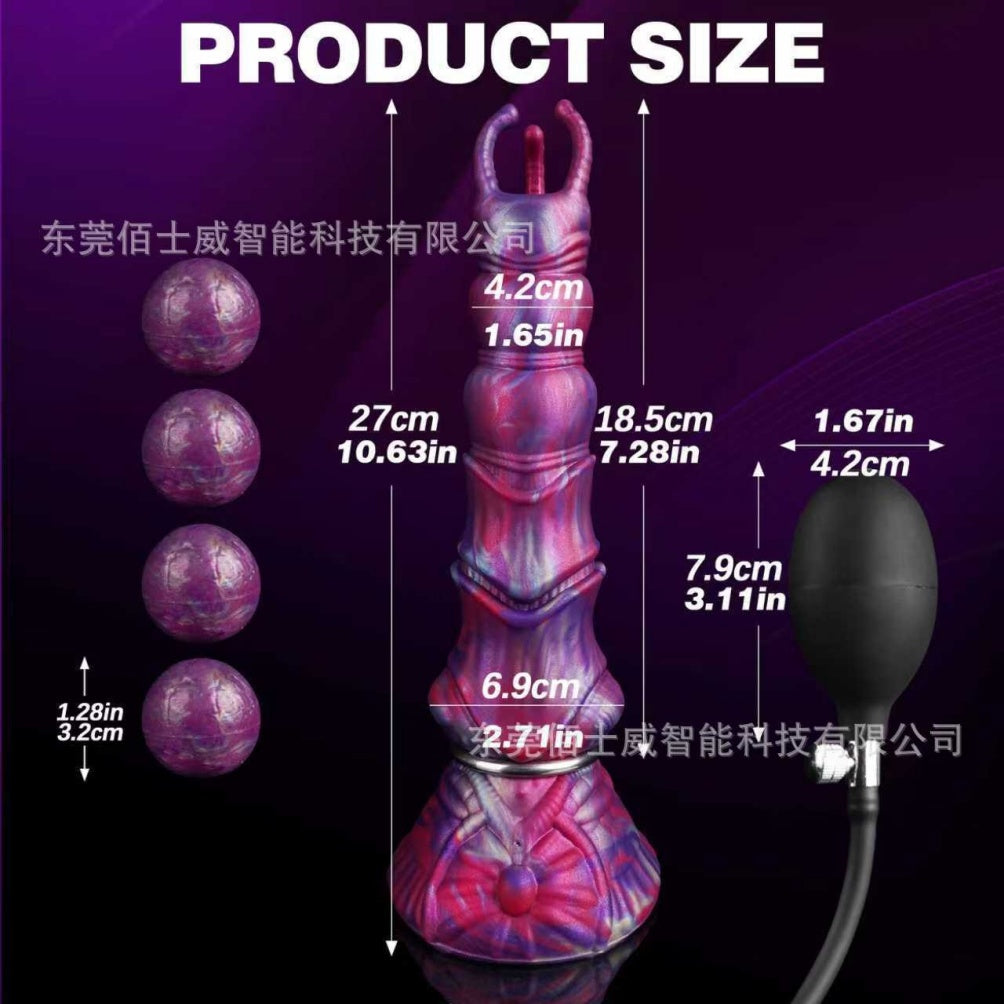 Fantasy Purple Silicone Ovipositor Dildo – Alien Xenomorph Egg-Laying Expansion Sex Toy with Suction Cup