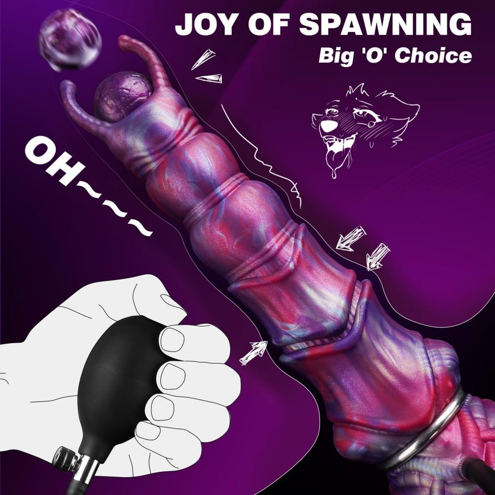 Fantasy Purple Silicone Ovipositor Dildo – Alien Xenomorph Egg-Laying Expansion Sex Toy with Suction Cup