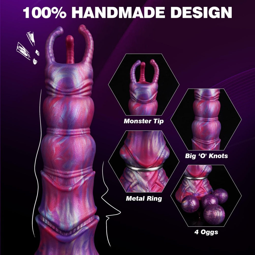 Fantasy Purple Silicone Ovipositor Dildo – Alien Xenomorph Egg-Laying Expansion Sex Toy with Suction Cup