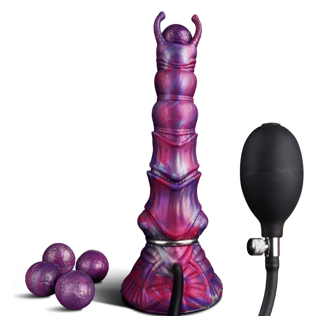 Fantasy Purple Silicone Ovipositor Dildo – Alien Xenomorph Egg-Laying Expansion Sex Toy with Suction Cup