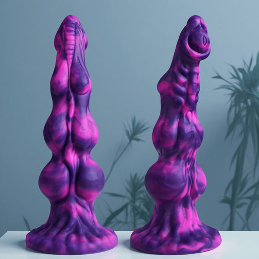 Domlust Nœuds Dildo – Gode Triple Nœud Fantaisie en Silicone Platine avec Ventouse | Point G & Expansion Anale