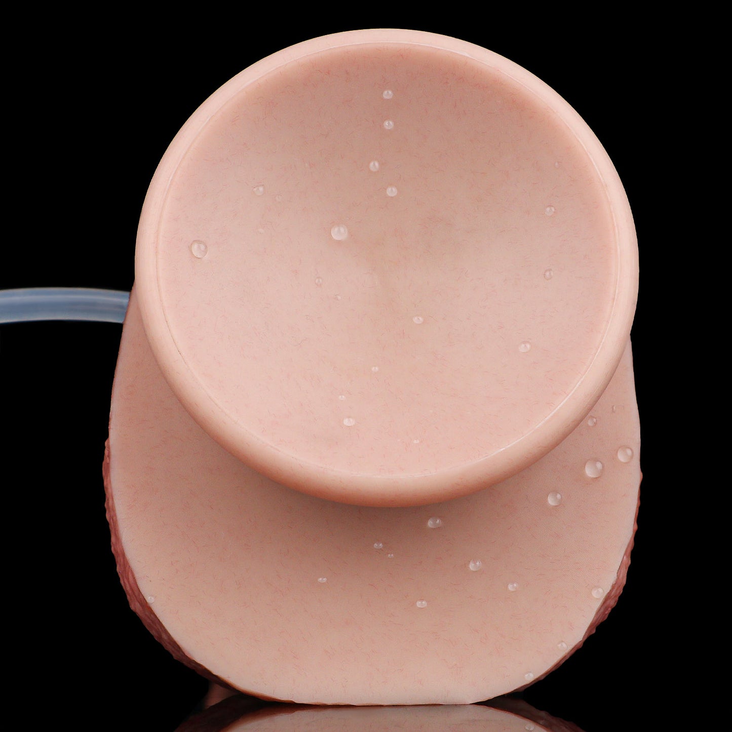 Large-Ball Squirting Dildo — Platinum Silicone, Coral-Rose Testicles, Full-Shaft Vein Texture & 3-Tool Ejaculation