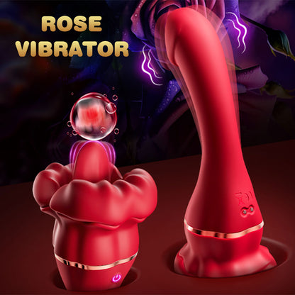 Großer Zungen-Klitorisstimulator, Analdildo, Rosenspielzeug – Doppelter Klitorisvibrator, G-Punkt, Prostatamassagegerät