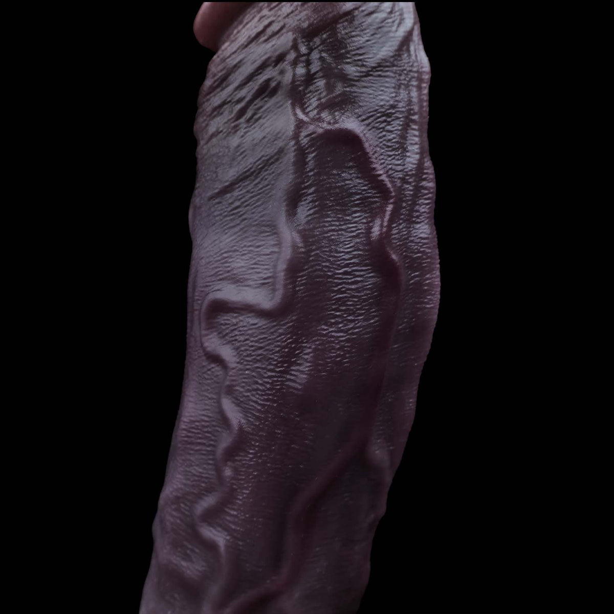 Deep Plum Black Dildo | Dual-Layer Platinum Silicone Realistic Cock with Suction Cup, Vein Texture & Balls — Lifelike Dark Brown Dildo for Hands-Free & Penetration Play