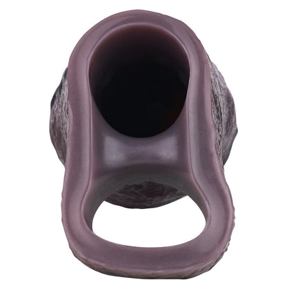 Gaine pénienne réaliste Onyx Curve : extenseur de circonférence à tête recourbée avec double anneau de maintien