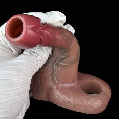 Realistic Silicone Cock Sleeve Sheath - Penis Ring Delay Ejaculation Enlarger Sex Toy for Men