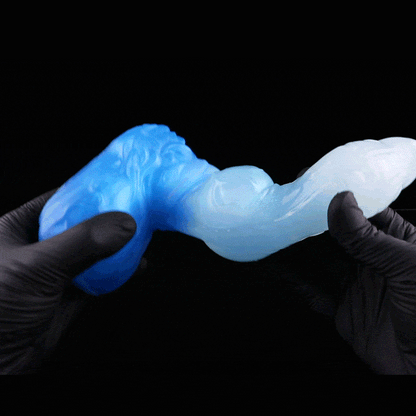 Monster Dog Fantasy Knot Dildo with Suction Cup - Glass Silicone Female Locking Knot Inflatable Masturbation Toy