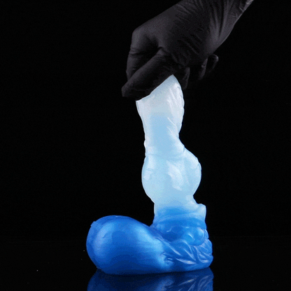 Monster Dog Fantasy Knot Dildo with Suction Cup - Glass Silicone Female Locking Knot Inflatable Masturbation Toy