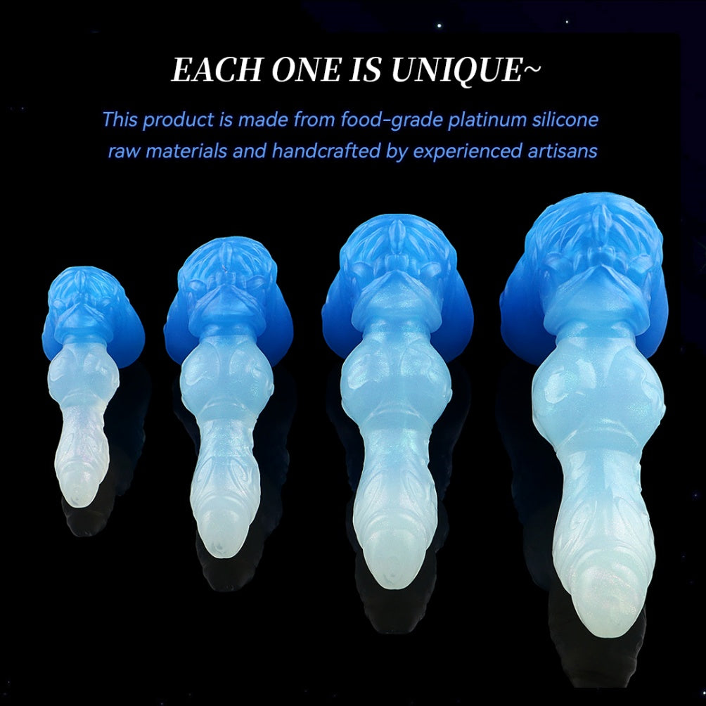 Monster Dog Fantasy Knot Dildo with Suction Cup - Glass Silicone Female Locking Knot Inflatable Masturbation Toy