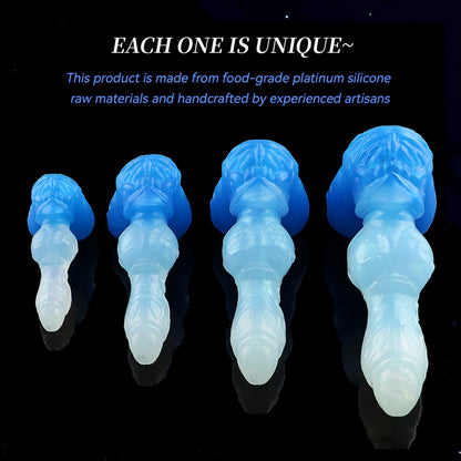 Monster Dog Fantasy Knot Dildo with Suction Cup - Glass Silicone Female Locking Knot Inflatable Masturbation Toy