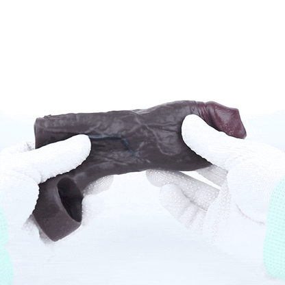 Realistic Black Silicone Wearable Penis Sleeve – Girth Enhancing Cock Extender for Erection Support & Delay