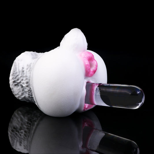 White Rabbit Pocket Pussy — Platinum Silicone Fantasy Bunny Masturbator with Dual-Channel Texture & Pink Accent Design