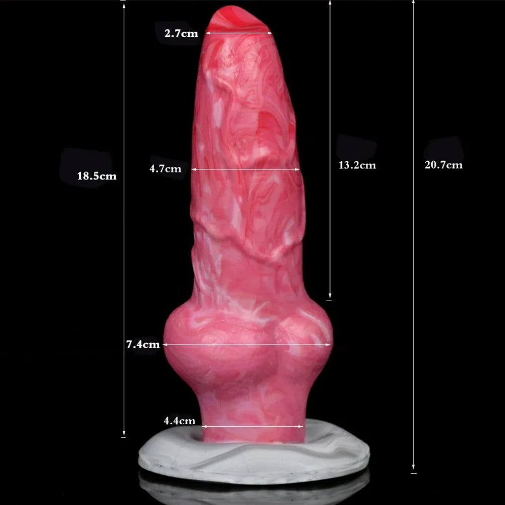 Fleshy Pink Silicone Fantasy Dog Knot Dildo – Cross-Species Monster Sex Toys for Woman Masturbating