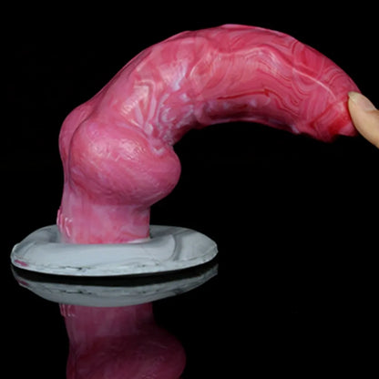 Fleshy Pink Silicone Fantasy Dog Knot Dildo – Cross-Species Monster Sex Toys for Woman Masturbating
