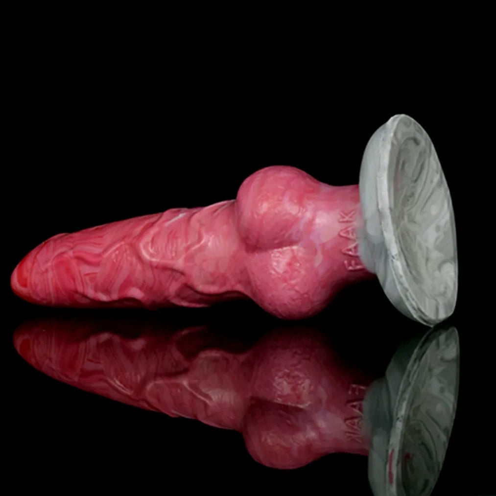 Fleshy Pink Silicone Fantasy Dog Knot Dildo – Cross-Species Monster Sex Toys for Woman Masturbating