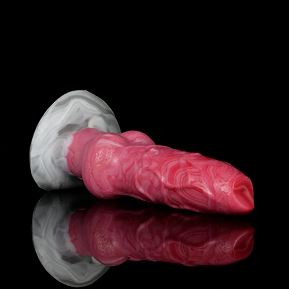 Fleshy Pink Silicone Fantasy Dog Knot Dildo – Cross-Species Monster Sex Toys for Woman Masturbating