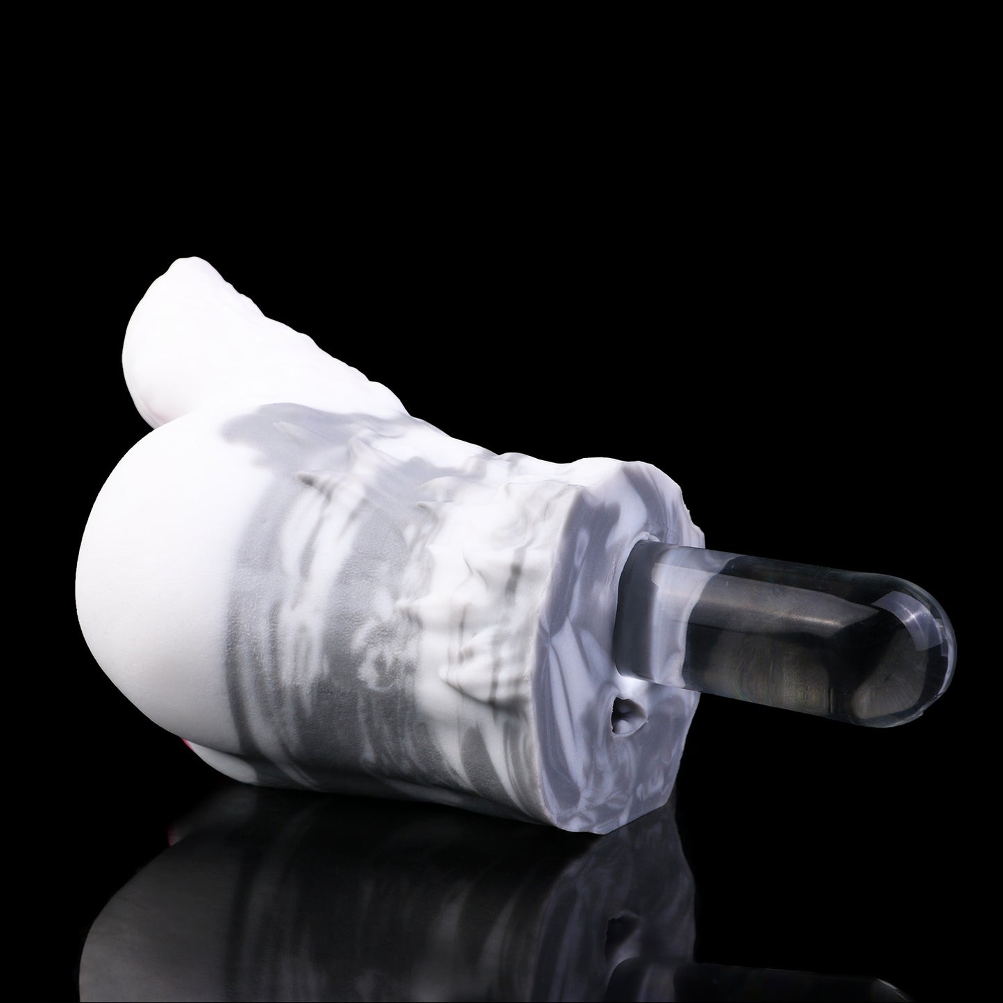 Arctic Wolf Pocket Pussy — Platinum Silicone Fantasy Wolf Rear Masturbator with Dual Channel, Fur Texture & Pink Accent