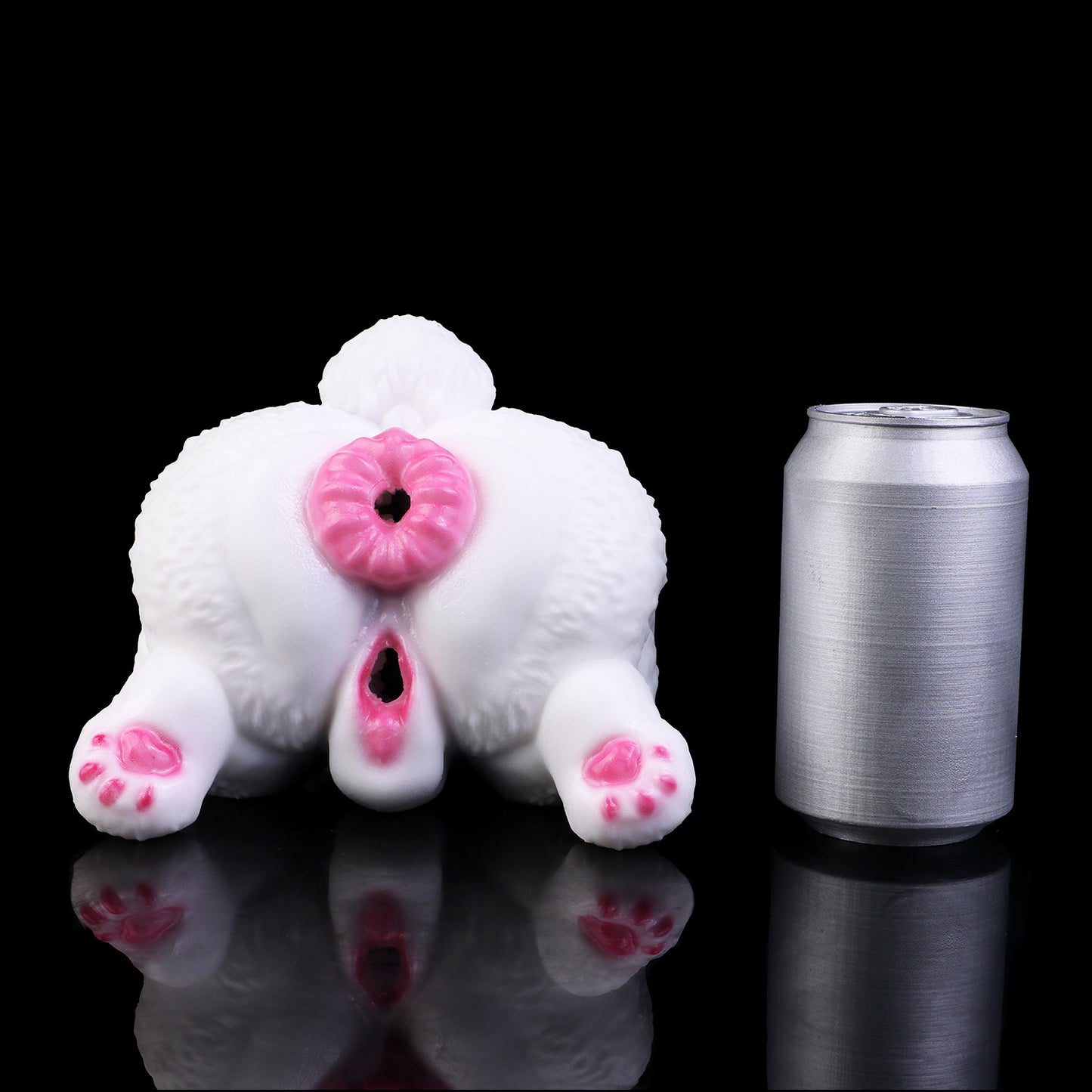 Snow Bunny Sex Dolls — Platinum Silicone Fantasy Rabbit Masturbator with Dual Channel, Fluffy Body & Pink Accent